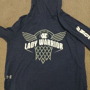 Under Armour Blue Hoodie with Long Sleeves and Graphic Design